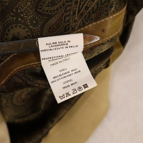 Vintage 70's 80's Brioni ROMA Calfskin Leather Linen Cotton Silk Jacket Men's 44 - Picture 16 of 16